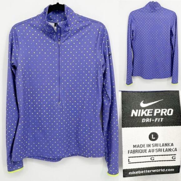 Nike Pro Purple Yellow Square Pattern Full-Zip Active Jacket - Picture 1 of 8